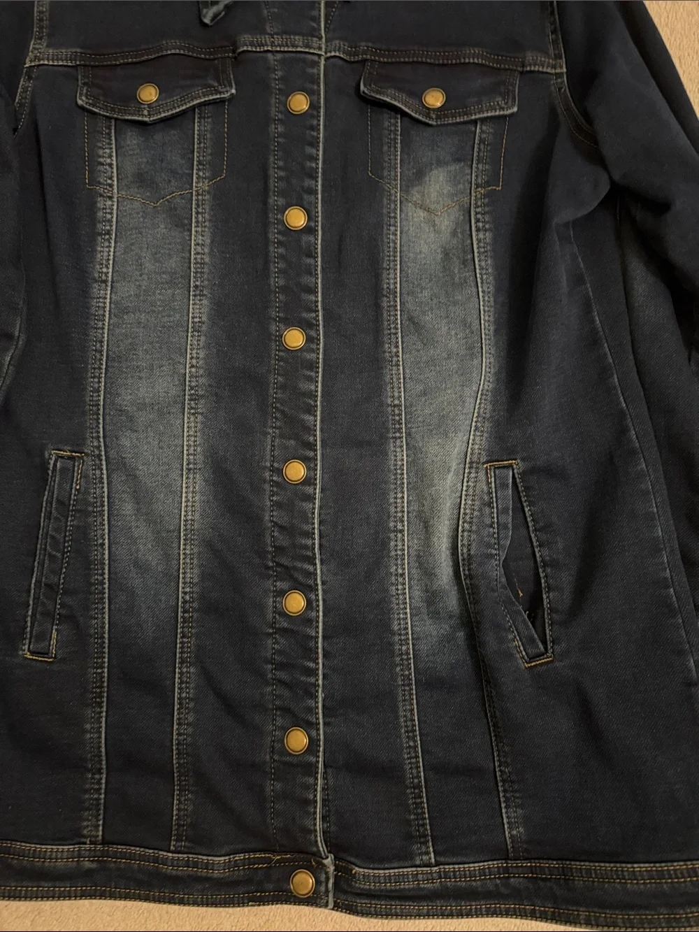 Women's Dark Navy Denim Jacket - Long Jean Coat